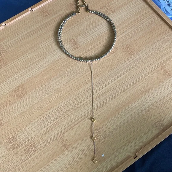 NEW Vanessa Mooney GOLD beaded double strand lariat elysee Choker Necklace - Picture 7 of 8